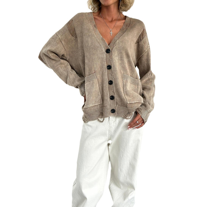 Kvinnors oversized kofta med knapppdetaljer Mirla-Eva Jonsson
