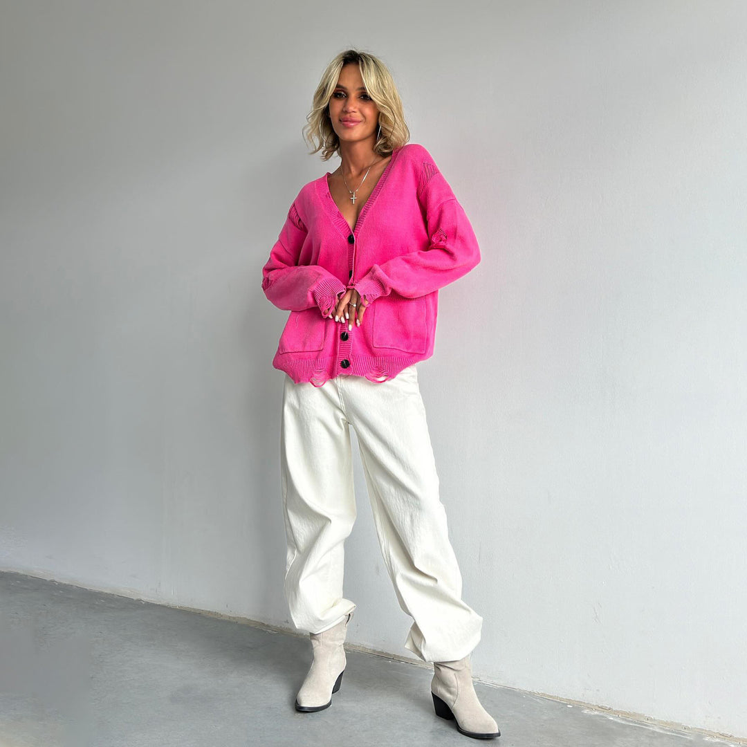 Kvinnors oversized kofta med knapppdetaljer Mirla-Eva Jonsson