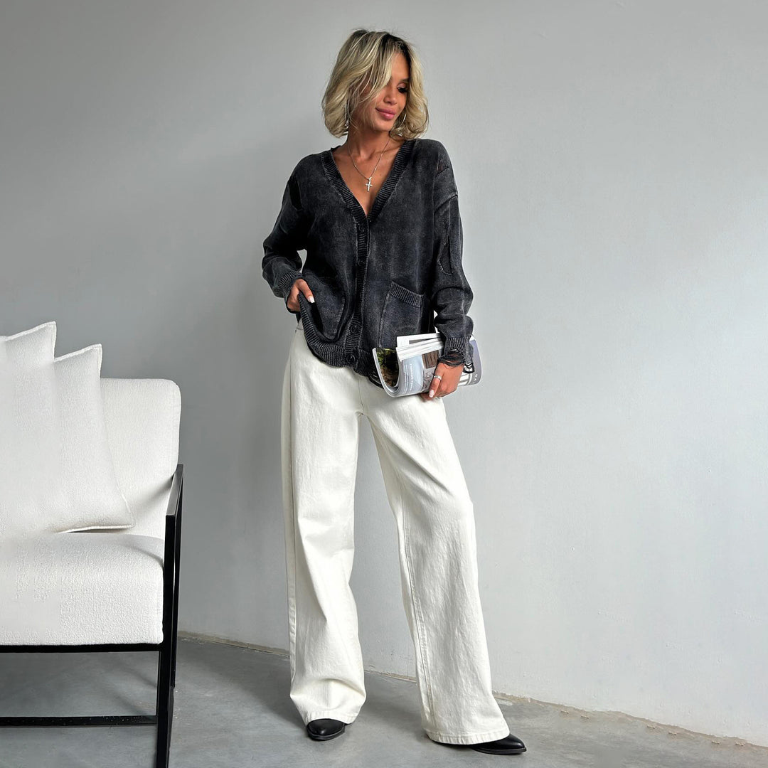 Kvinnors oversized kofta med knapppdetaljer Mirla-Eva Jonsson