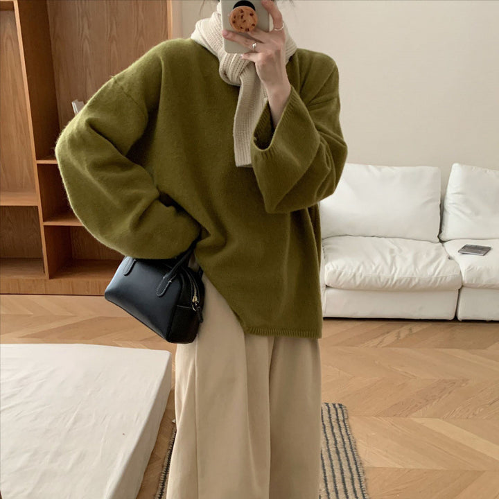 Kvinnors oversized stickad tröja med bred skärning och fint material Mirla-Eva Jonsson
