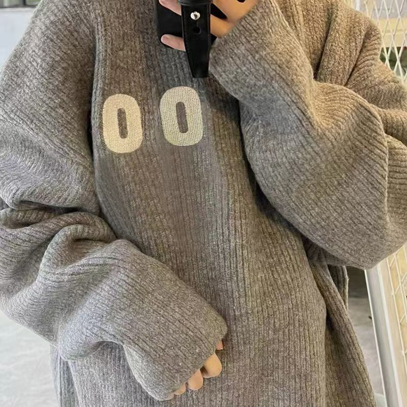 Kvinnors oversized stickad tröja med ribbad struktur Mirla-Eva Jonsson