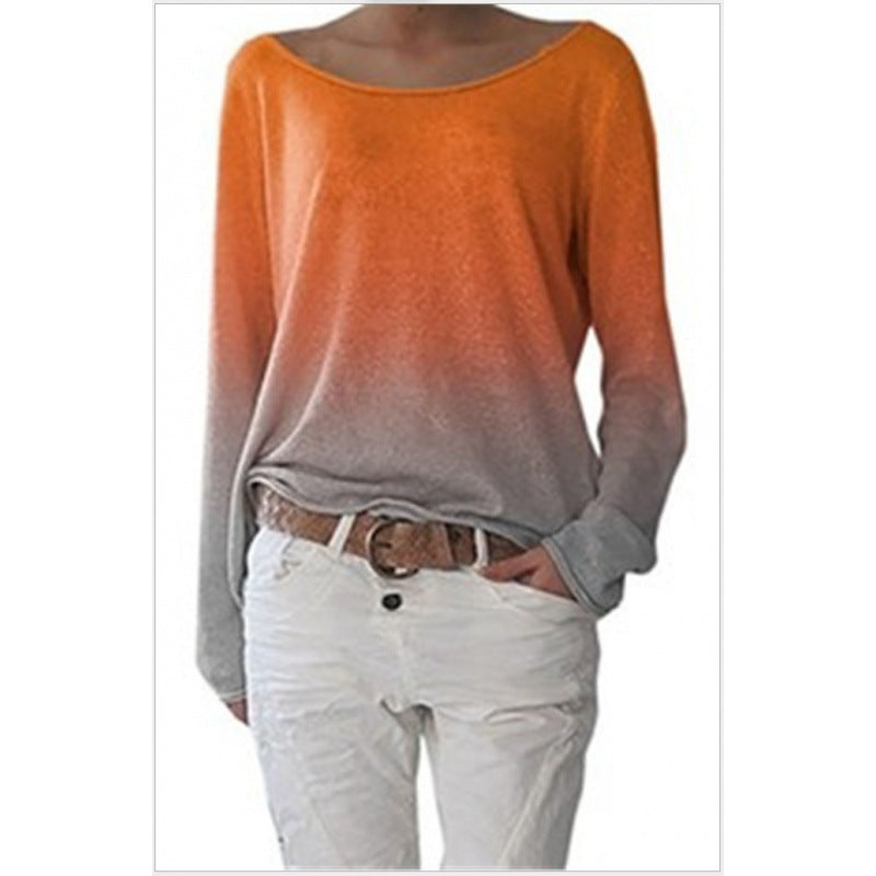 Kvinnors oversized sweatshirt med ombre-design och bred rund halsringning Mirla-Eva Jonsson