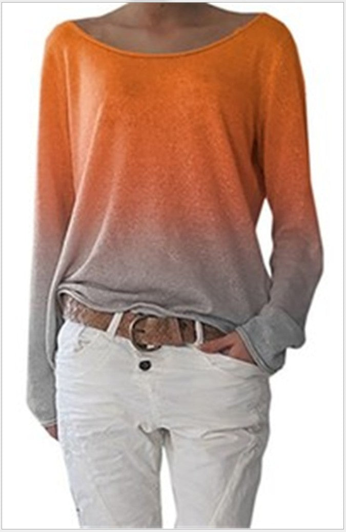 Kvinnors oversized sweatshirt med ombre-design och bred rund halsringning Mirla-Eva Jonsson