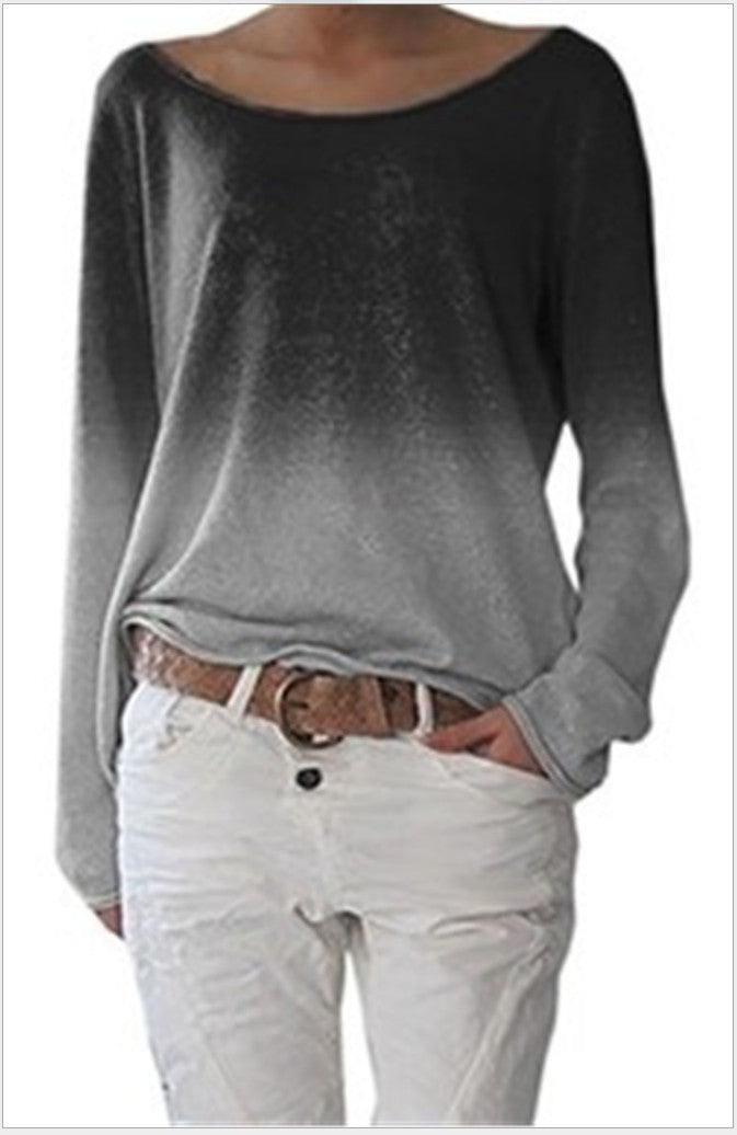 Kvinnors oversized sweatshirt med ombre-design och bred rund halsringning Mirla-Eva Jonsson