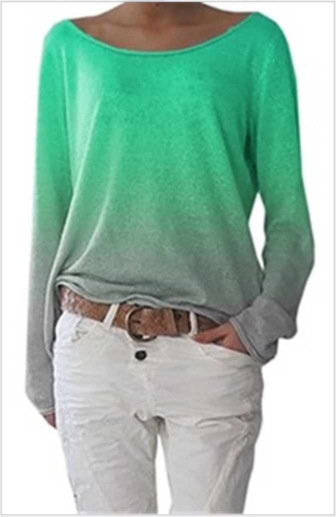 Kvinnors oversized sweatshirt med ombre-design och bred rund halsringning Mirla-Eva Jonsson