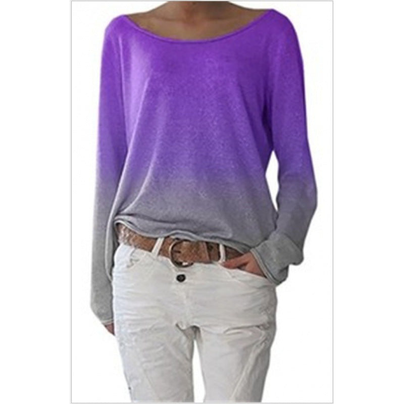 Kvinnors oversized sweatshirt med ombre-design och bred rund halsringning Mirla-Eva Jonsson