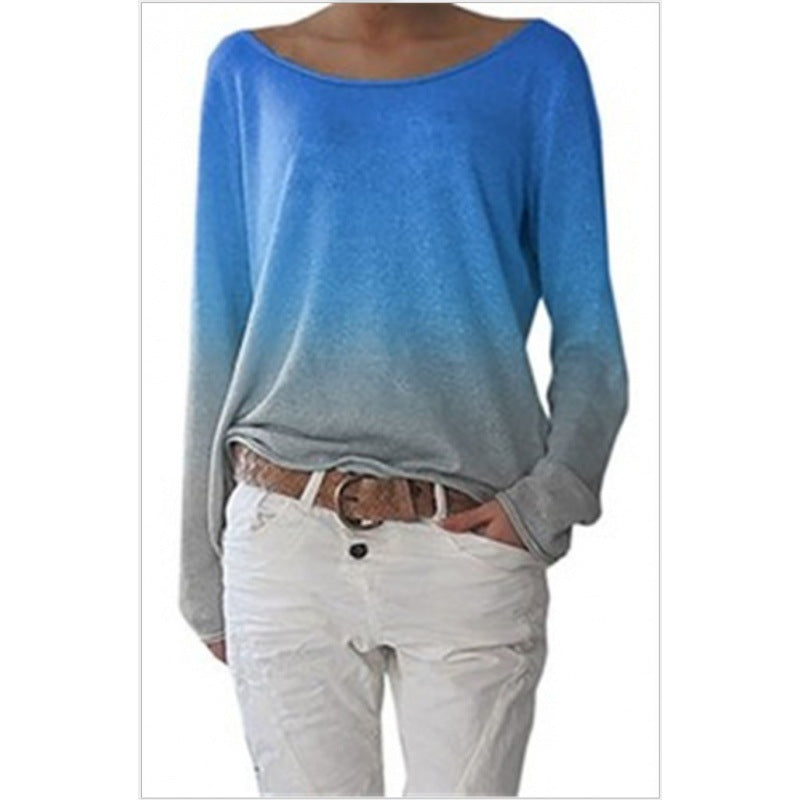 Kvinnors oversized sweatshirt med ombre-design och bred rund halsringning Mirla-Eva Jonsson