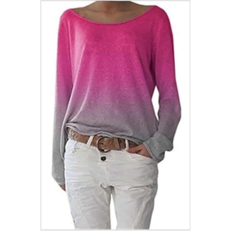 Kvinnors oversized sweatshirt med ombre-design och bred rund halsringning Mirla-Eva Jonsson
