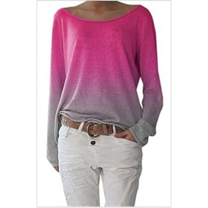 Kvinnors oversized sweatshirt med ombre-design och bred rund halsringning Mirla-Eva Jonsson