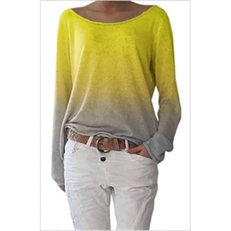 Kvinnors oversized sweatshirt med ombre-design och bred rund halsringning Mirla-Eva Jonsson