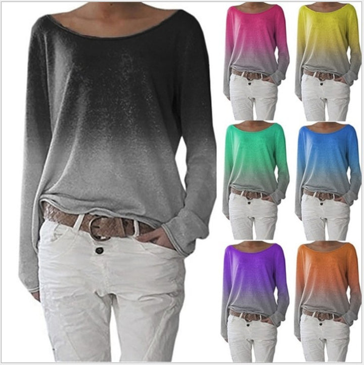 Kvinnors oversized sweatshirt med ombre-design och bred rund halsringning Mirla-Eva Jonsson