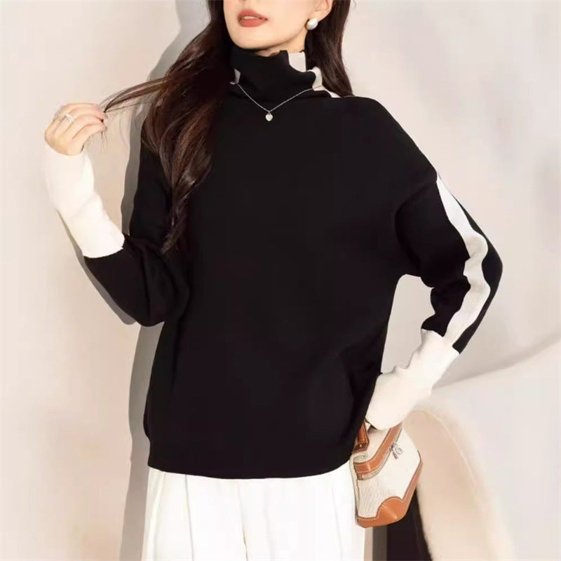 Kvinnors oversized tröja med modern polo och kontrasterande ärmaccenter Mirla-Eva Jonsson