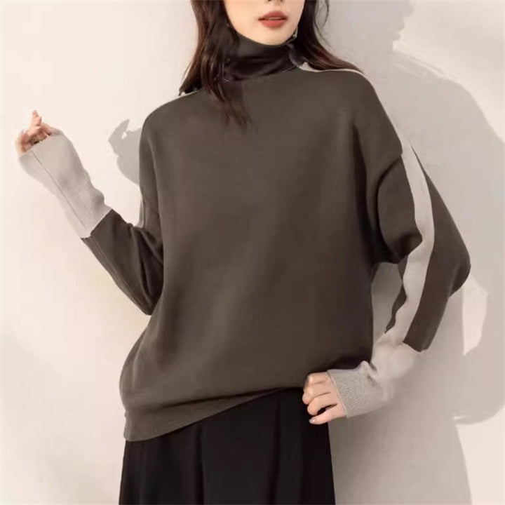 Kvinnors oversized tröja med modern polo och kontrasterande ärmaccenter Mirla-Eva Jonsson