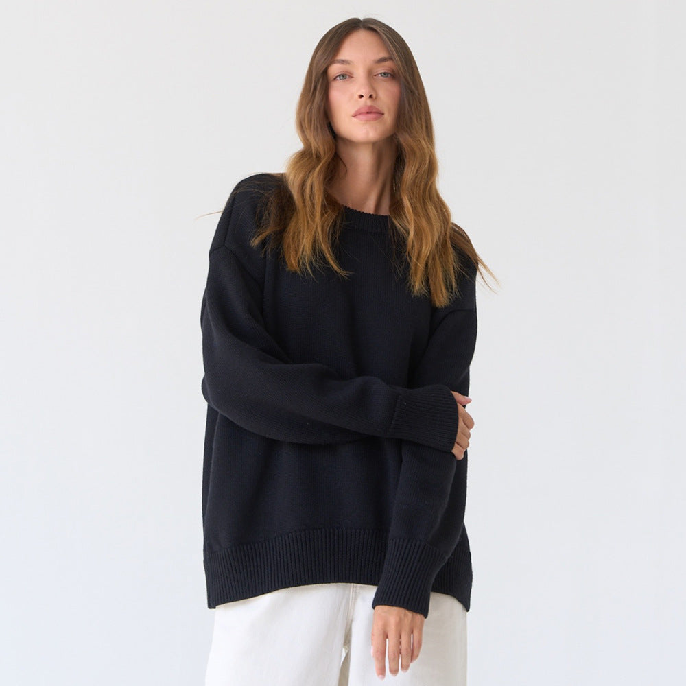 Kvinnors oversized tröja med texturerat stickat mönster Mirla-Eva Jonsson