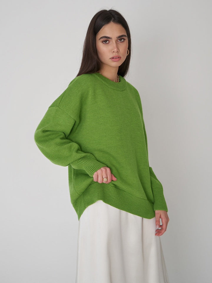 Kvinnors oversized tröja med texturerat stickat mönster Mirla-Eva Jonsson