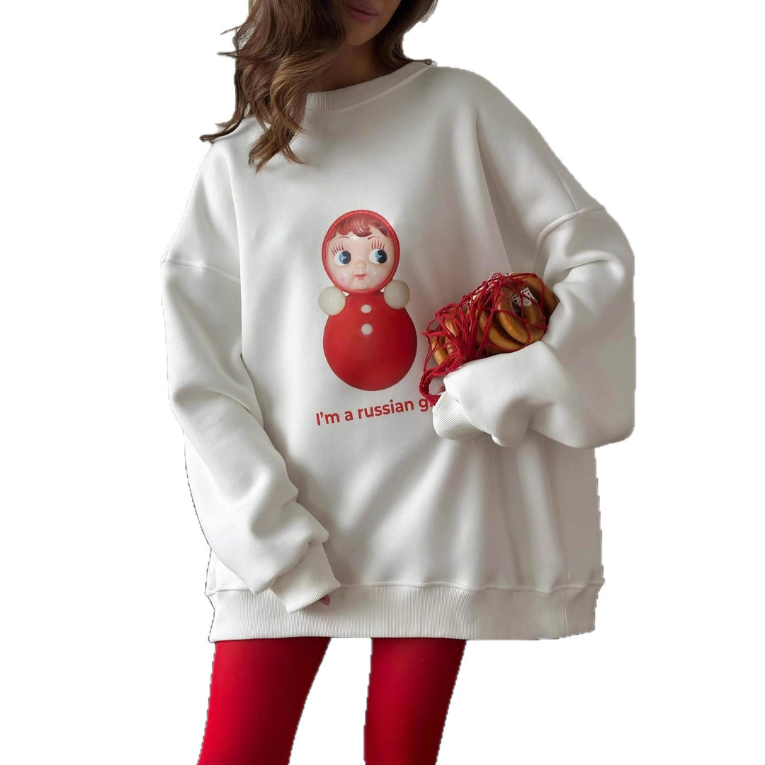 Kvinnors överstor sweatshirt med kreativt tryck Mirla-Eva Jonsson