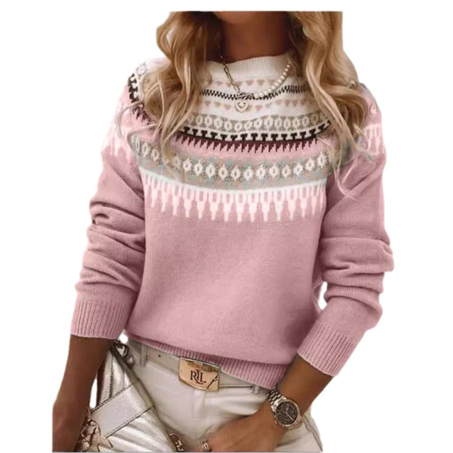 Kvinnors pullover i skandinavisk stickdesign med lekfullt mönster Mirla-Eva Jonsson
