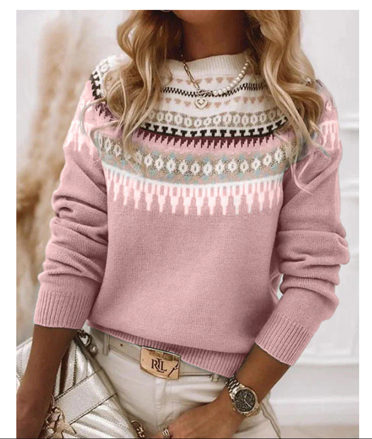 Kvinnors pullover i skandinavisk stickdesign med lekfullt mönster Mirla-Eva Jonsson