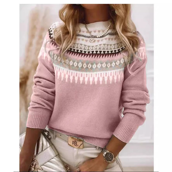 Kvinnors pullover i skandinavisk stickdesign med lekfullt mönster Mirla-Eva Jonsson