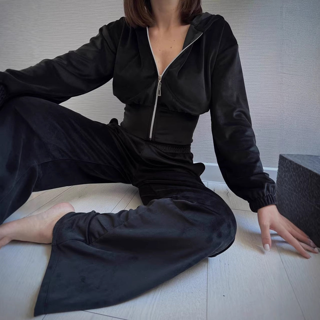 Kvinnors rakskurna lounge-set med huva och elastisk midja Mirla-Eva Jonsson