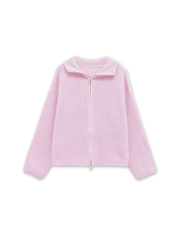 Kvinnors randig cardigan med bekväm huva och dragkedja Mirla-Eva Jonsson