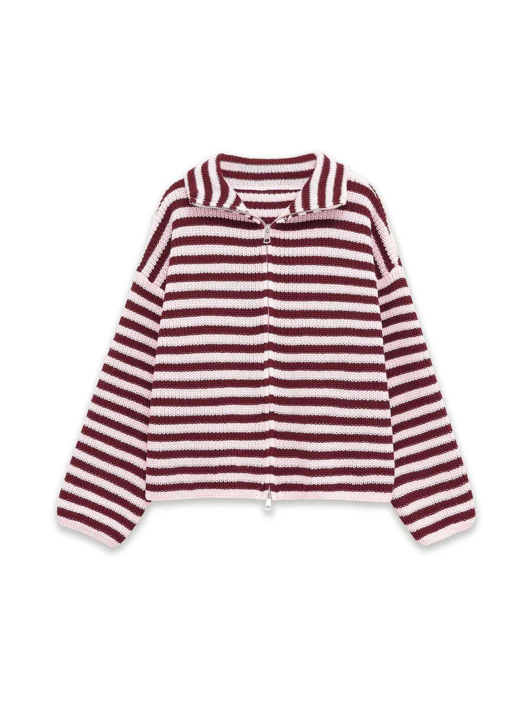 Kvinnors randig cardigan med bekväm huva och dragkedja Mirla-Eva Jonsson