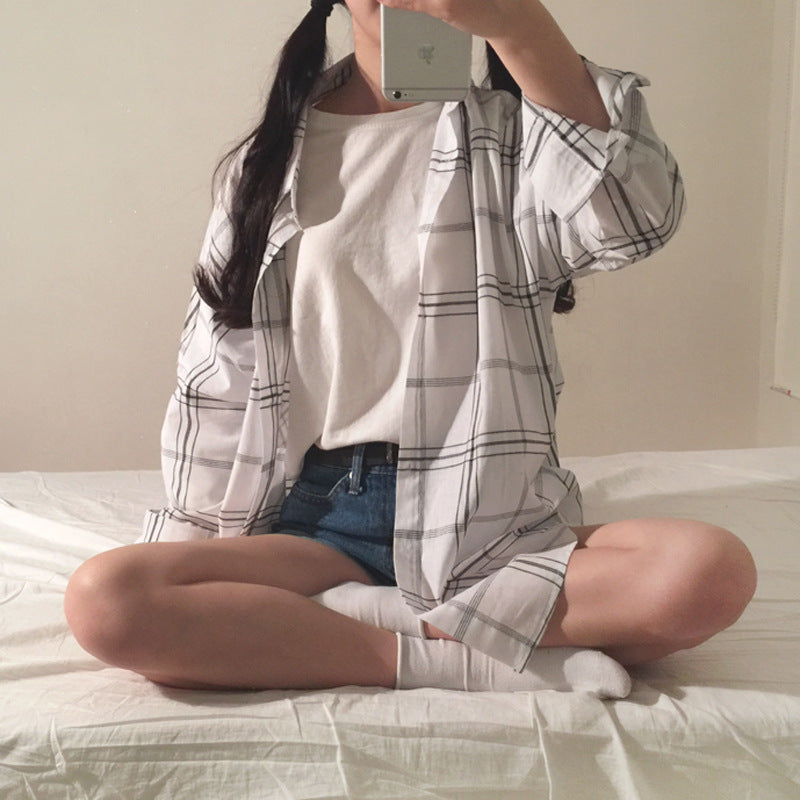 Kvinnors randig overshirt-blus i avslappnad passform med oversized ärmar-Eva Jonsson