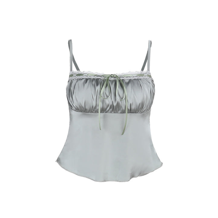 Kvinnors satin camisole med justerbara spaghettistövlar och spetsdetalj Mirla-Eva Jonsson