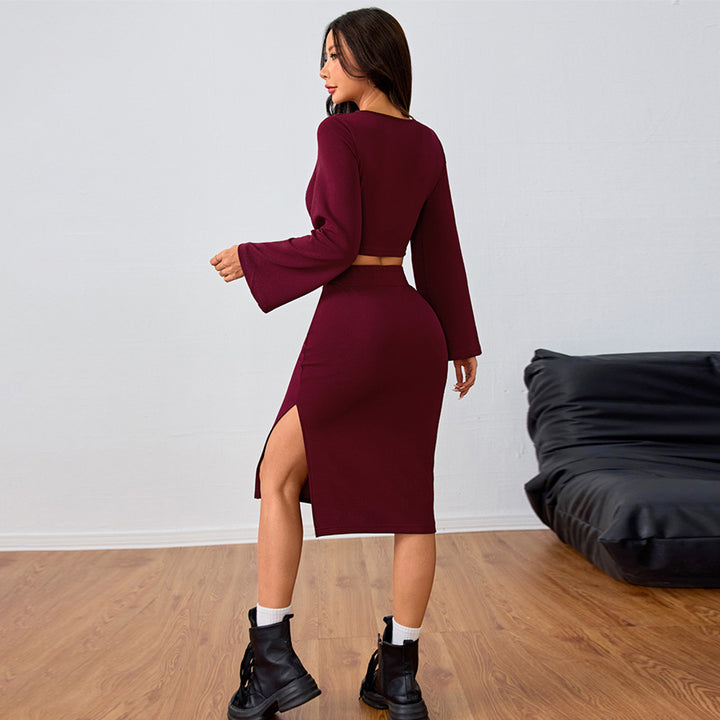 Kvinnors set med lätt crop top och figurnära midi kjol Mirla-Eva Jonsson