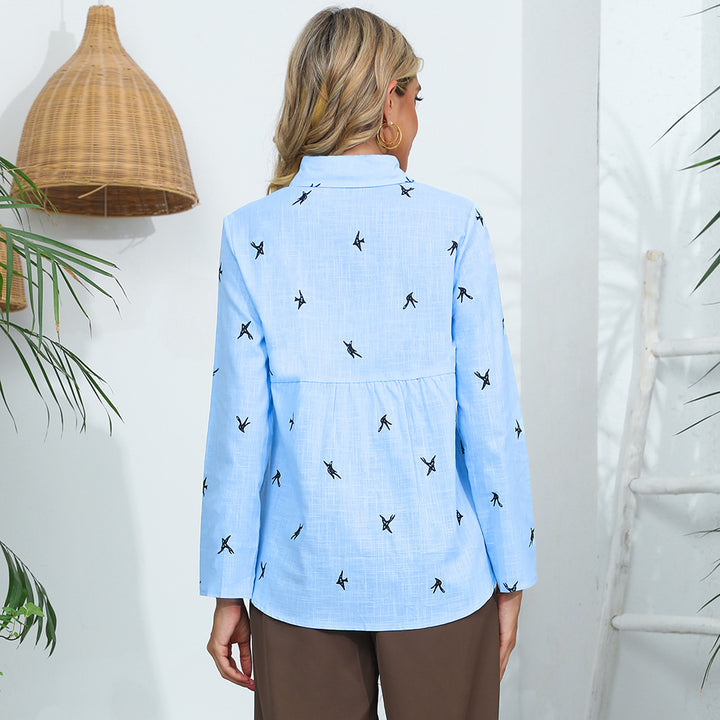 Kvinnors skjorta blus med lekfull knutdetalj Mirla-Eva Jonsson