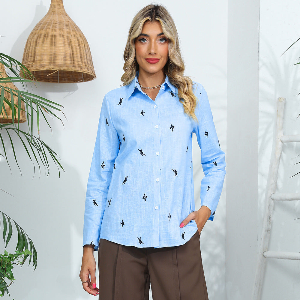 Kvinnors skjorta blus med lekfull knutdetalj Mirla-Eva Jonsson