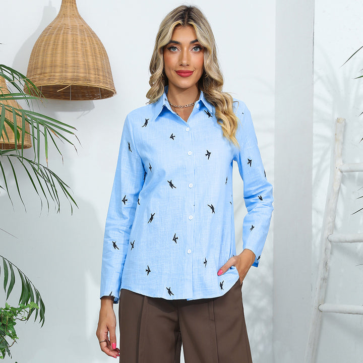 Kvinnors skjorta blus med lekfull knutdetalj Mirla-Eva Jonsson