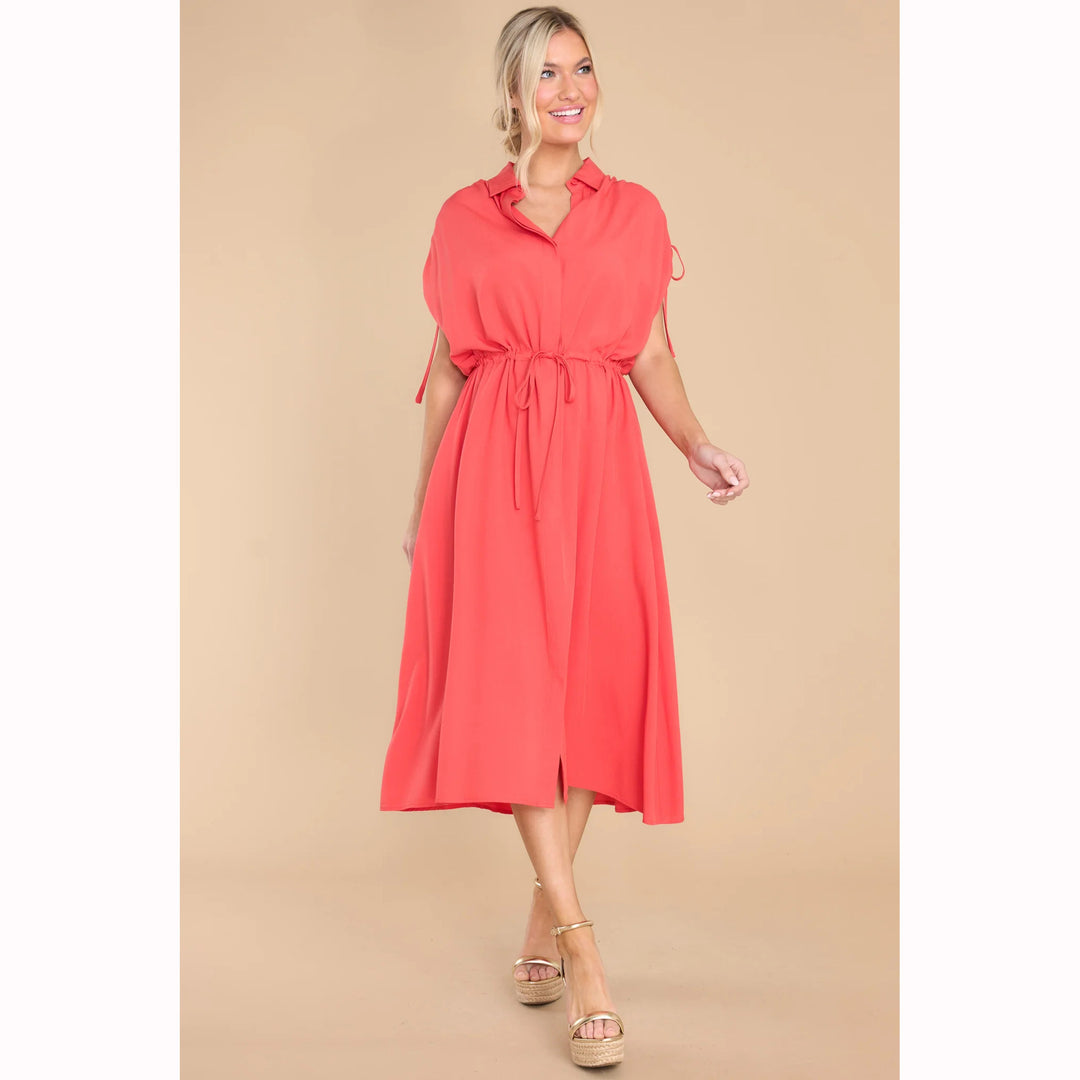 Kvinnors skjortklänning med elastisk midja och luftig passform-Eva Jonsson
