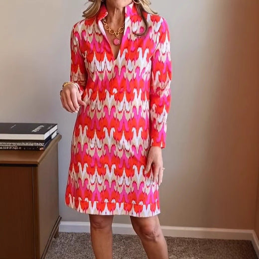 Kvinnors skjortklänning med modern mönster och elegant skräddarsy Mirla-Eva Jonsson