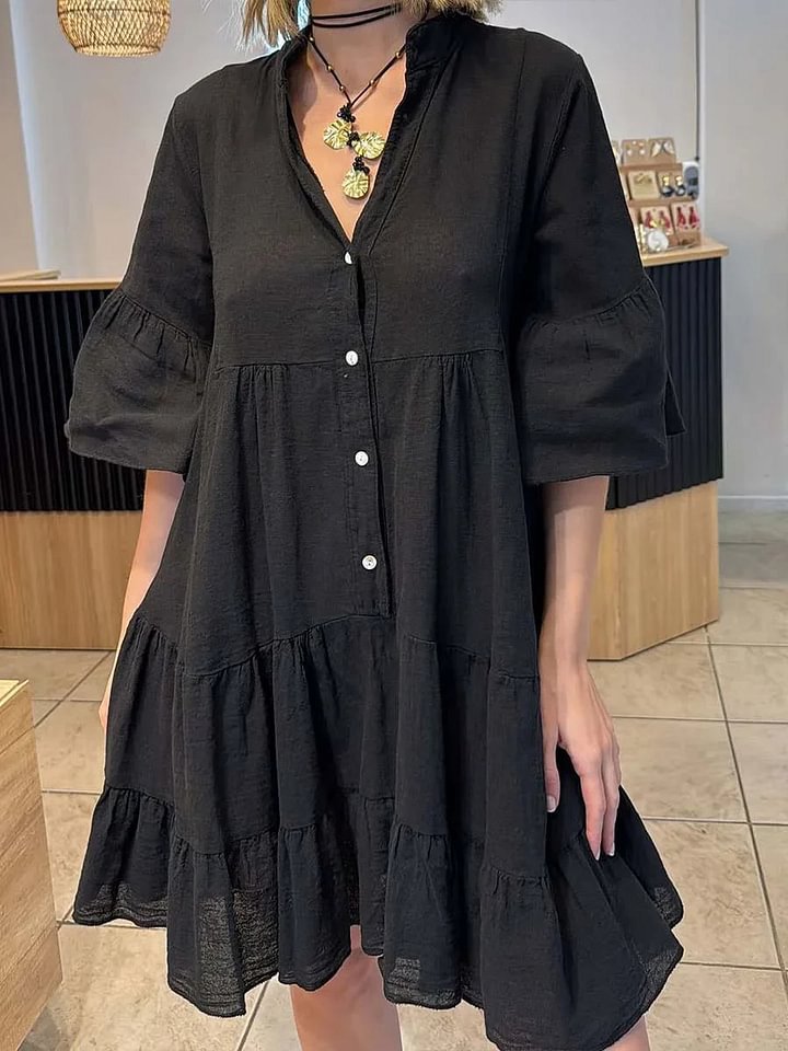 Kvinnors skjortklänning med voluminösa volanger detaljer Mirla-Eva Jonsson