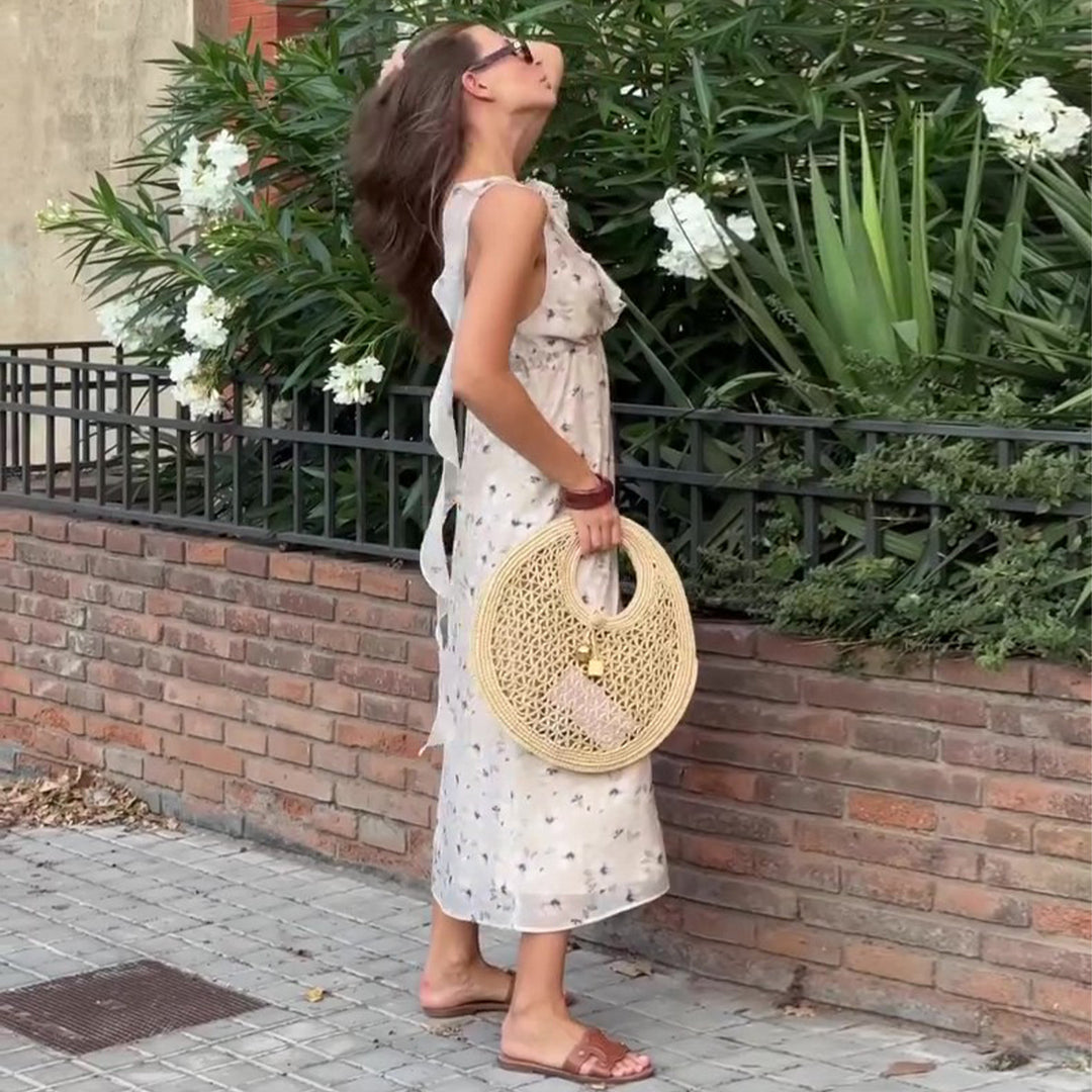 Kvinnors sommar maxi klänning med blommönster Mirla-Eva Jonsson