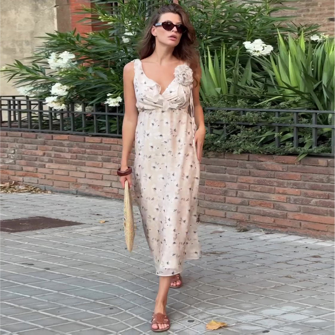 Kvinnors sommar maxi klänning med blommönster Mirla-Eva Jonsson