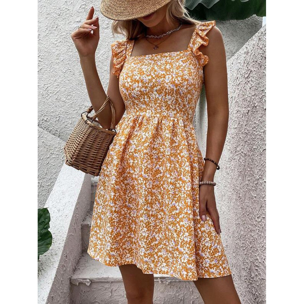 Kvinnors sommardress med rufflesdetaljer och fyrkantig halsringning Mirla-Eva Jonsson