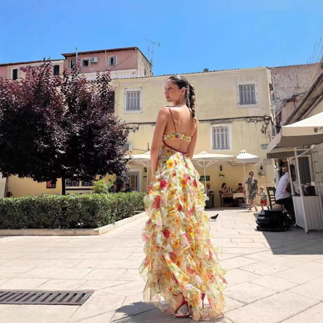 Kvinnors sommarklänning maxi med blommönster Mirla-Eva Jonsson