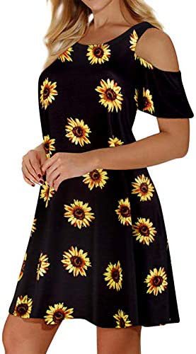 Kvinnors sommarklänning med blommönster och off-shoulder skärning Mirla-Eva Jonsson