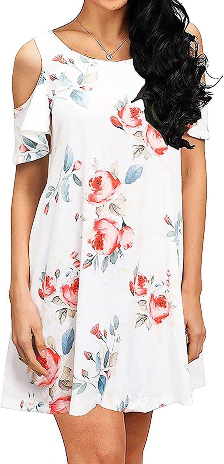 Kvinnors sommarklänning med blommönster och off-shoulder skärning Mirla-Eva Jonsson