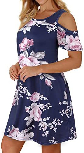Kvinnors sommarklänning med blommönster och off-shoulder skärning Mirla-Eva Jonsson