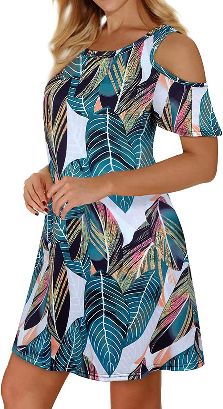 Kvinnors sommarklänning med blommönster och off-shoulder skärning Mirla-Eva Jonsson