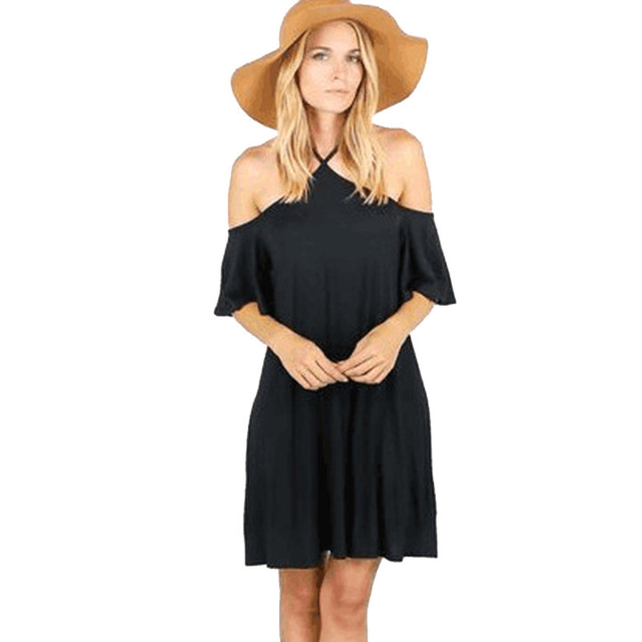 Kvinnors sommarklänning med off-shoulder-look och flödande skärning-Eva Jonsson