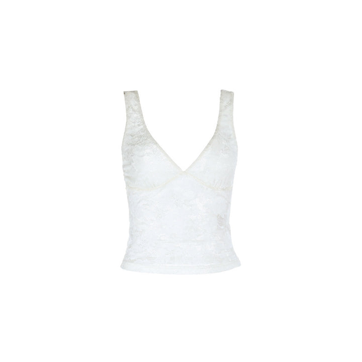 Kvinnors spets camisole med djup V-hals och tät passform-Eva Jonsson