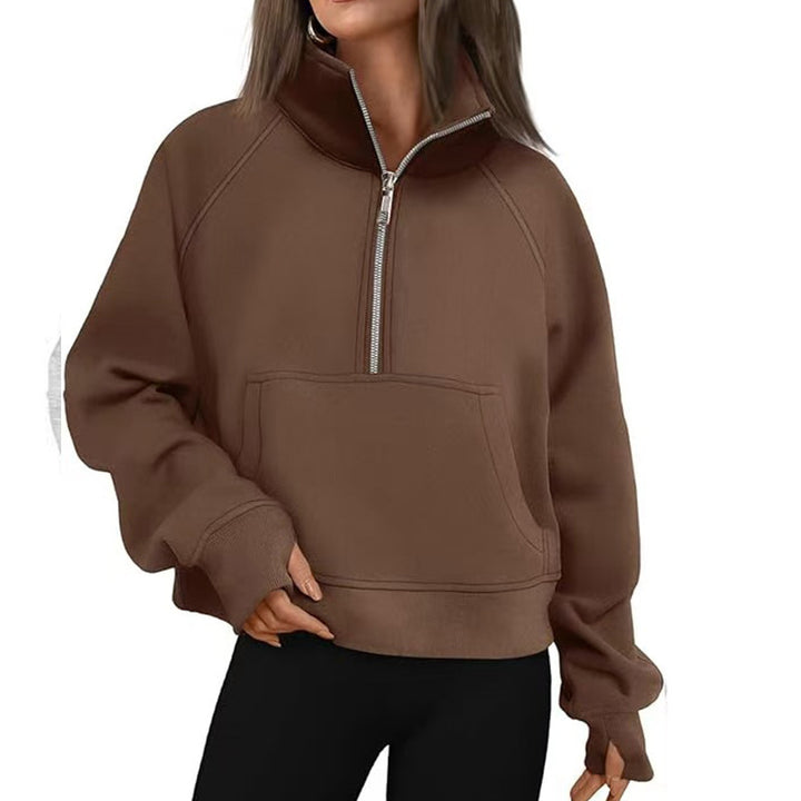 Kvinnors sportig hoodie med hög krage Mirla-Eva Jonsson