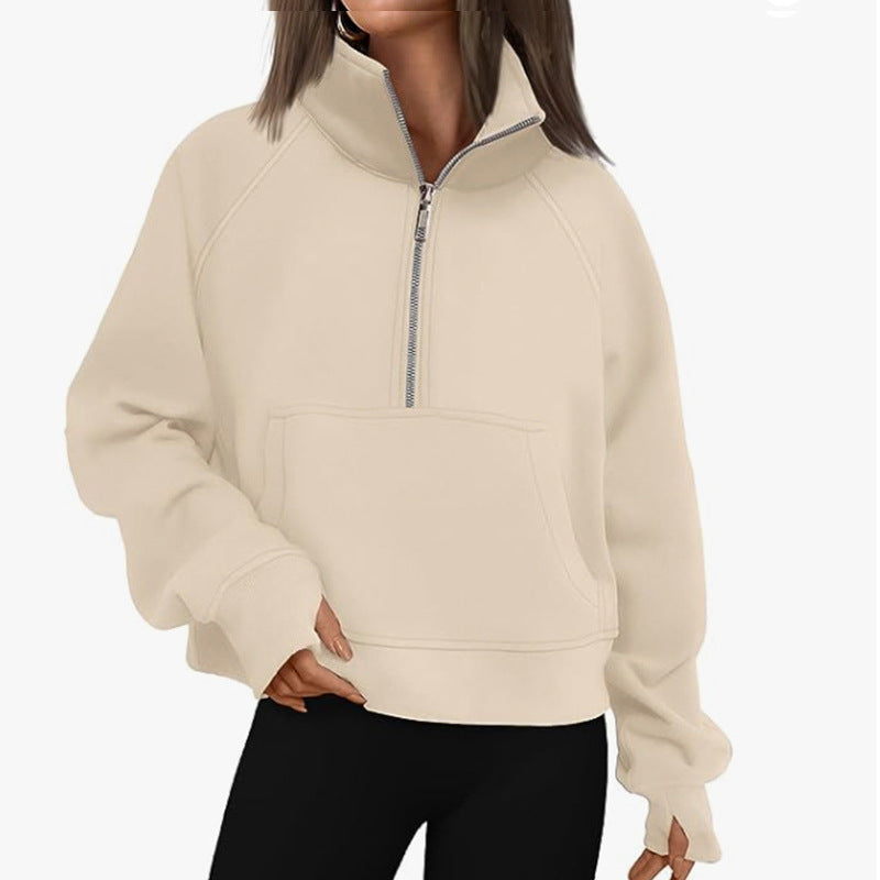 Kvinnors sportig hoodie med hög krage Mirla-Eva Jonsson