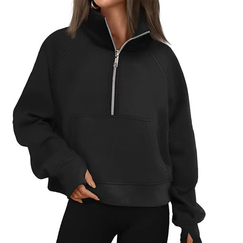 Kvinnors sportig hoodie med hög krage Mirla-Eva Jonsson