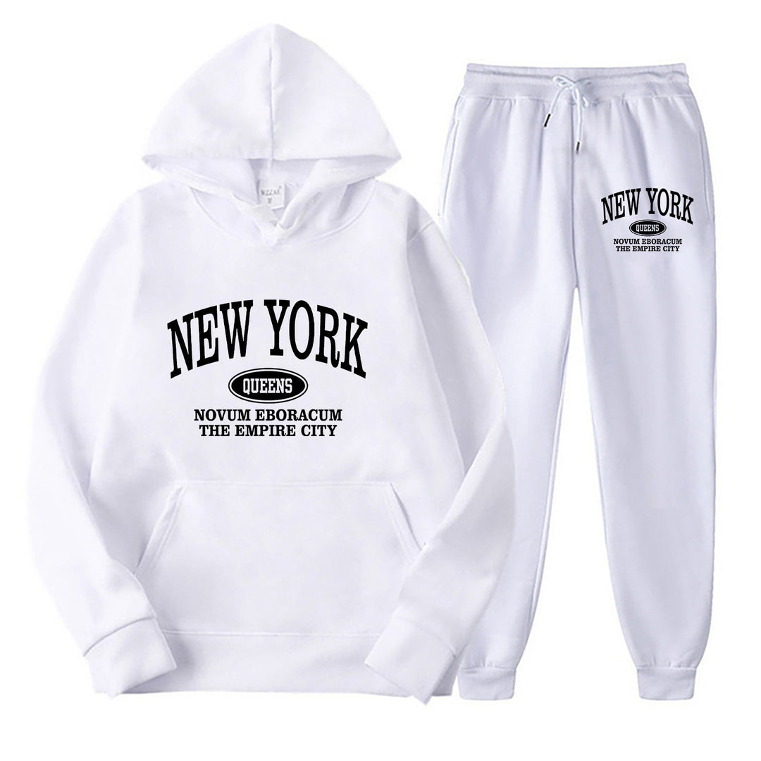 Kvinnors sportig hoodie-set med stor New York-tryck Mirla-Eva Jonsson