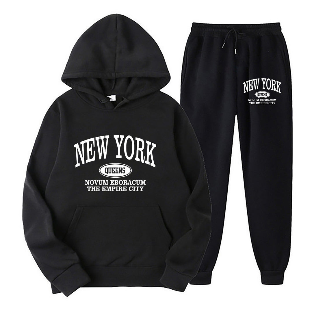 Kvinnors sportig hoodie-set med stor New York-tryck Mirla-Eva Jonsson